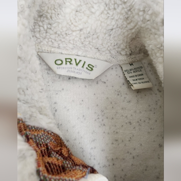 Orvis White & Grey Fuzzy Floral Lined Zip Up Vest. - Picture 7 of 7